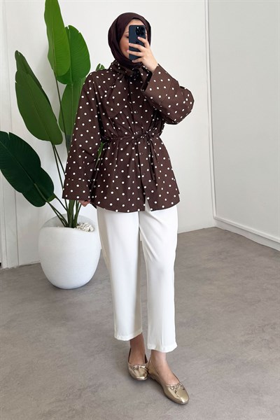 Puantiyeli Gömlek - Kahverengi