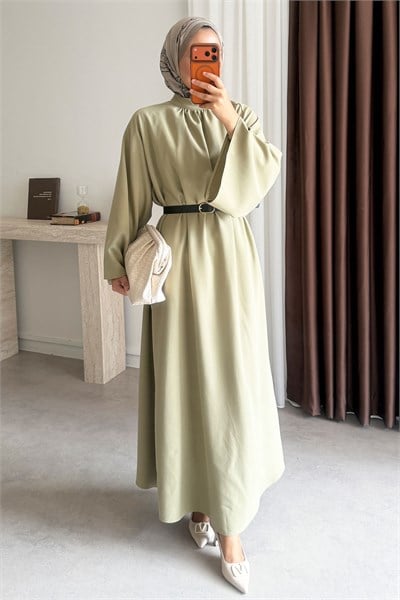 Reglan Kemerli Elbise - Olive