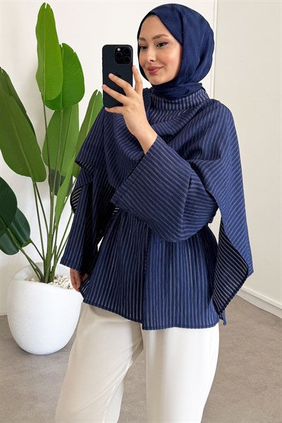 Şal Detay Tunik - Lacivert