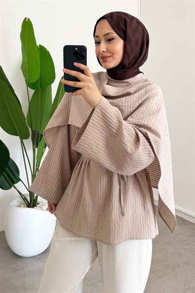 Şal Detay Tunik - Vizon