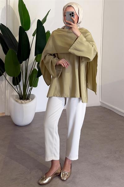 Şal Detaylı Tunik - Olive