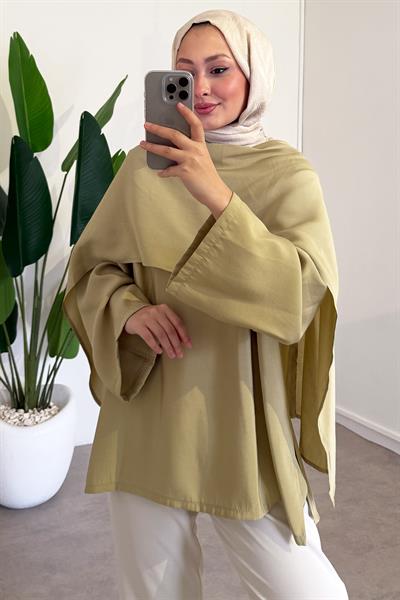 Şal Detaylı Tunik - Olive