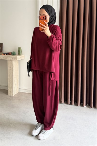 Şalvar Pantolon Takım - Bordo