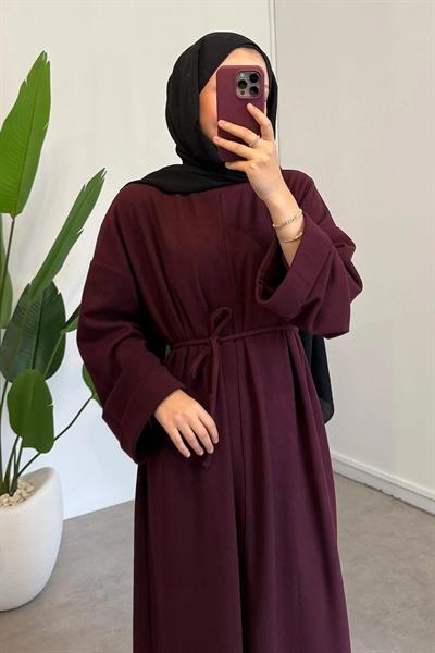 Selanik Dokulu Elbise - Mürdüm