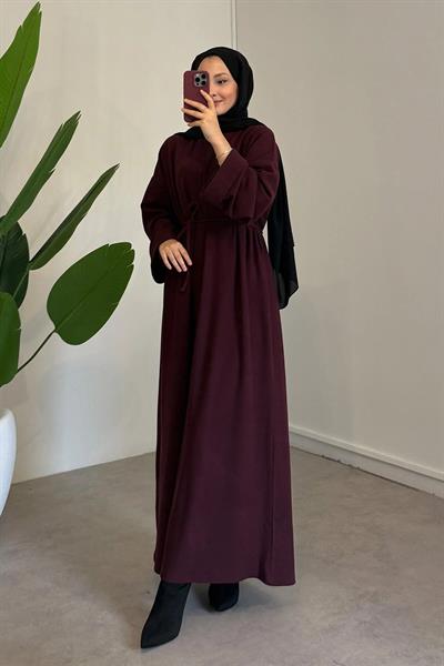 Selanik Dokulu Elbise - Mürdüm