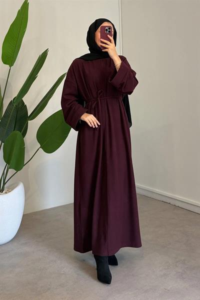 Selanik Dokulu Elbise - Mürdüm