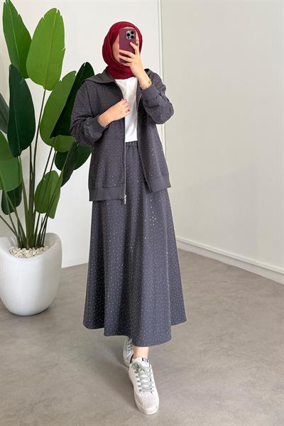 Taşlı Etekli Takım - Antrast