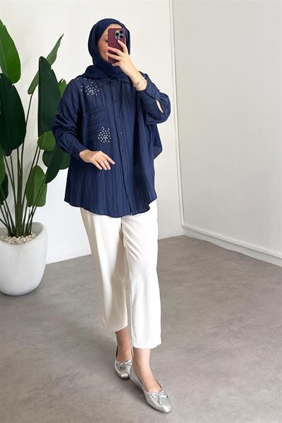 Taşlı Gömlek - Lacivert