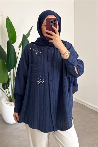 Taşlı Gömlek - Lacivert