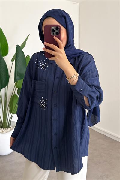 Taşlı Gömlek - Lacivert