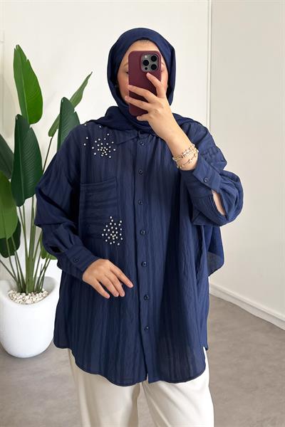 Taşlı Gömlek - Lacivert