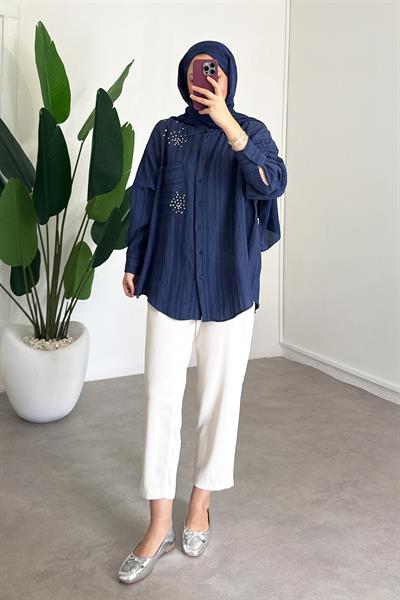Taşlı Gömlek - Lacivert