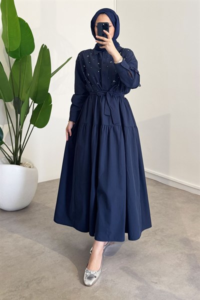Taşlı Lucy Elbise - Lacivert
