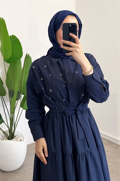 Taşlı Lucy Elbise - Lacivert