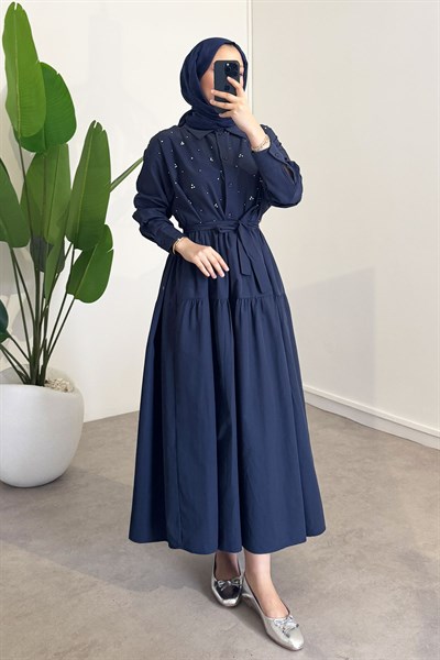 Taşlı Lucy Elbise - Lacivert