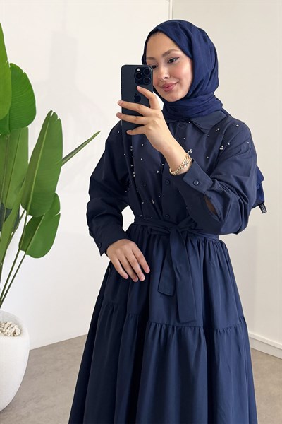 Taşlı Lucy Elbise - Lacivert