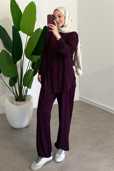 Taşlı Oyşo Takım - Bordo