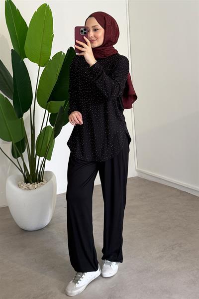 Taşlı Oyşo Takım - Siyah