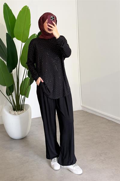 Taşlı Oyşo Takım - Siyah