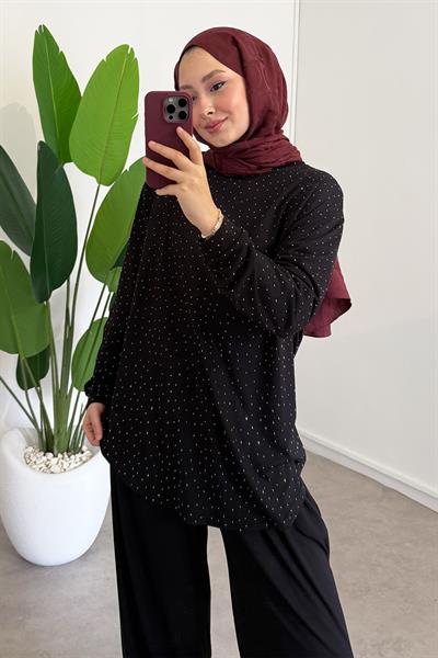 Taşlı Oyşo Takım - Siyah