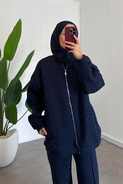 TAŞLI ÜÇ İPLİK TAKIM 31-2221 - LACİVERT