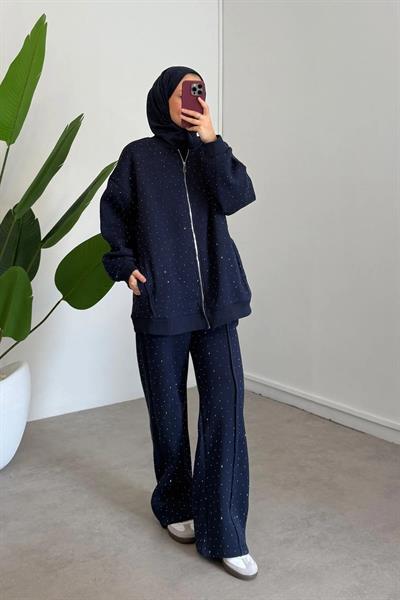 TAŞLI ÜÇ İPLİK TAKIM 31-2221 - LACİVERT