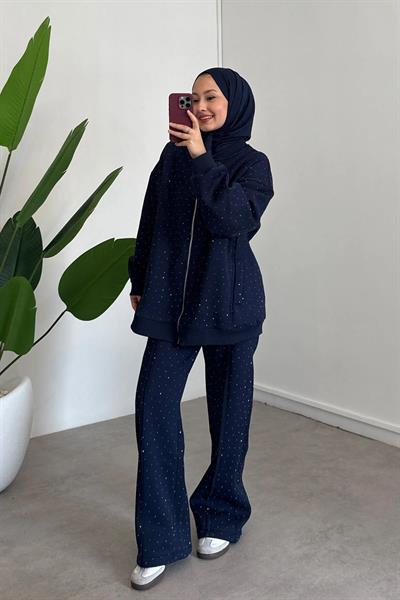 TAŞLI ÜÇ İPLİK TAKIM 31-2221 - LACİVERT