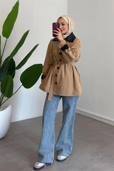 TEK DÜGMELİ ASTARLI CEKET 31-2293 - CAMEL