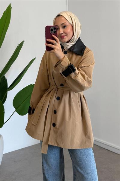 TEK DÜGMELİ ASTARLI CEKET 31-2293 - CAMEL