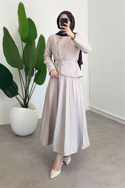 Tek Düğmeli Ceket Takım - Bej