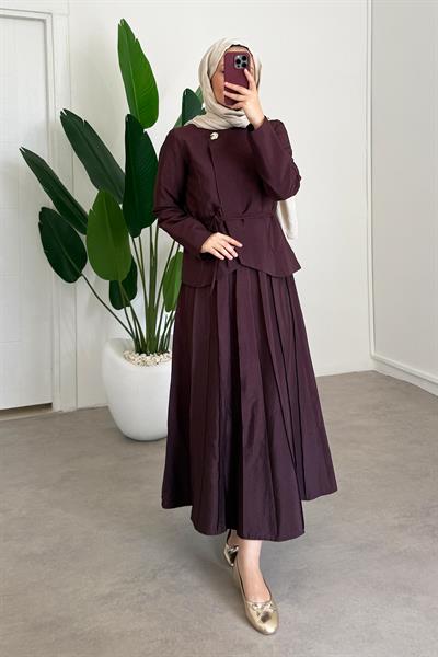 Tek Düğmeli Ceket Takım - Bordo