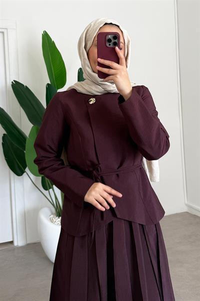 Tek Düğmeli Ceket Takım - Bordo