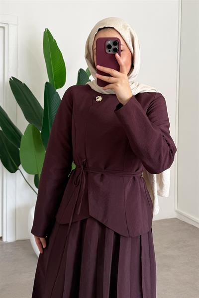 Tek Düğmeli Ceket Takım - Bordo