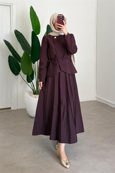 Tek Düğmeli Ceket Takım - Bordo