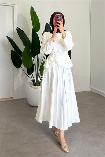 Tek Düğmeli Ceket Takım - Ekru