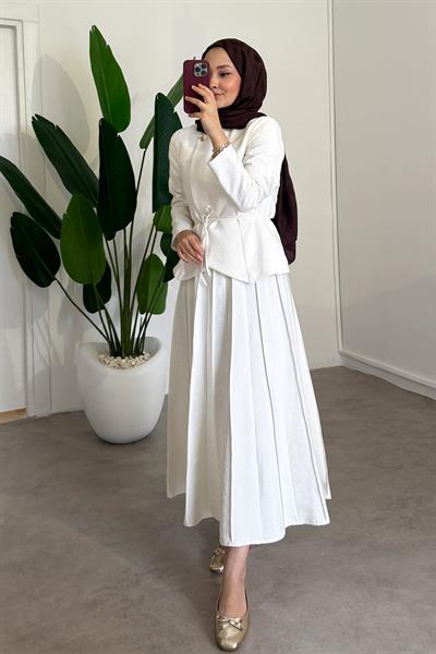 Tek Düğmeli Ceket Takım - Ekru