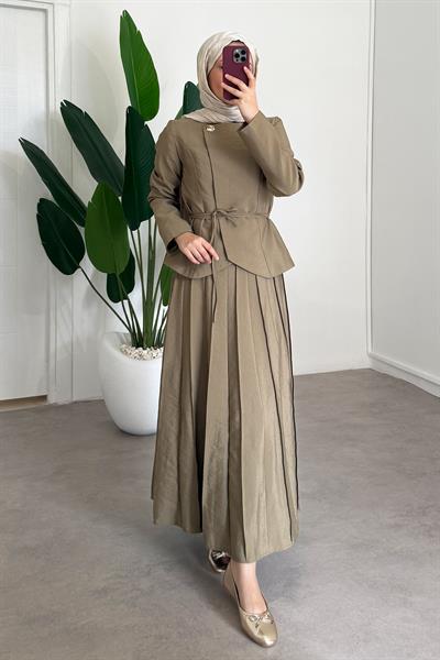 Tek Düğmeli Ceket Takım - Haki Yeşil