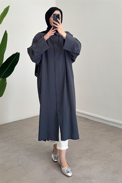 Tensel Uzun Gömlek Elbise - Antrast