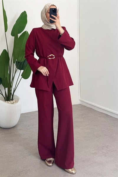 Tokalı Double Takım - Bordo