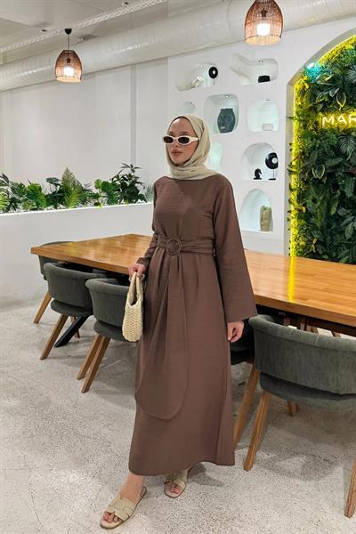 TOKALI ELBİSE 9-51530 - KAHVERENGİ