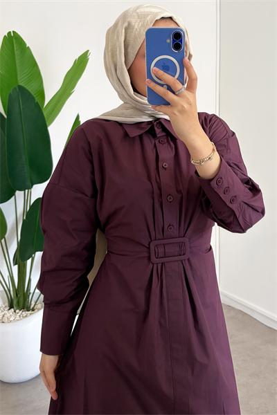 Tokalı Elbise - Bordo