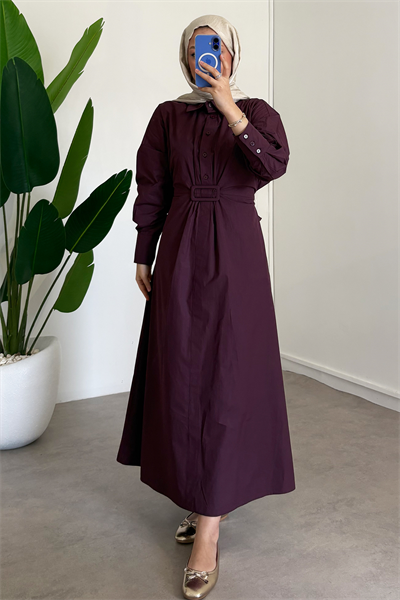 Tokalı Elbise - Bordo