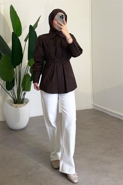 Tokalı Tunik - Kahverengi