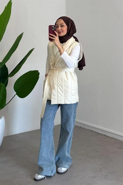 TRIKO DETAYLI YELEK 31-4046 - BEJ