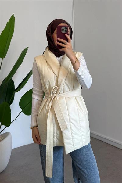 TRIKO DETAYLI YELEK 31-4046 - BEJ