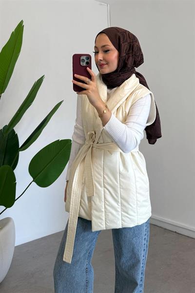 TRIKO DETAYLI YELEK 31-4046 - BEJ