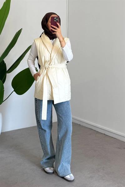 TRIKO DETAYLI YELEK 31-4046 - BEJ