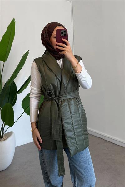 TRIKO DETAYLI YELEK 31-4046 - HAKİ YEŞİL