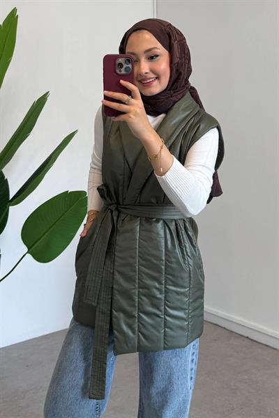 TRIKO DETAYLI YELEK 31-4046 - HAKİ YEŞİL