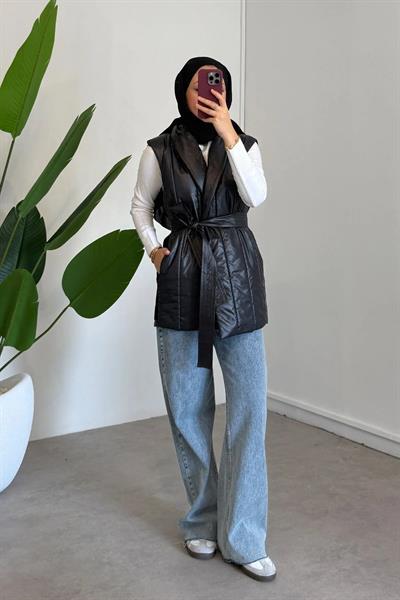 TRIKO DETAYLI YELEK 31-4046 - SİYAH